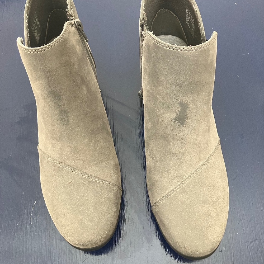 Gray suede ankle boots